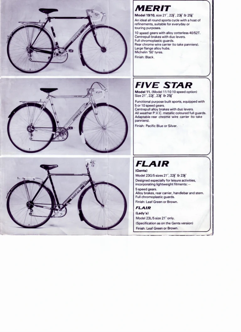 Dawes Leaflet (Undated) — Team up with Dawes: the Double Blue, Mirage, Echelon, Super Galaxy, Galaxy GT, Galaxy, Emblem, Fleur, Velo Sprint, Merit, Five Star, Flair and Kingpin — page 5 of 6