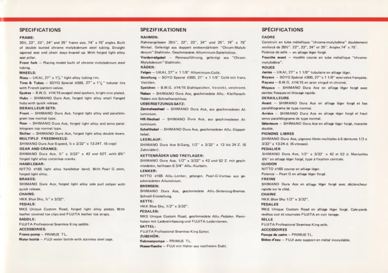 Fuji c.1978 International Catalog — Nine Models from the Professional to the OA-10, in English, German and French — page 7 of 20