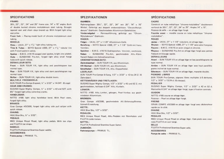 Fuji c.1978 International Catalog — Nine Models from the Professional to the OA-10, in English, German and French — page 9 of 20