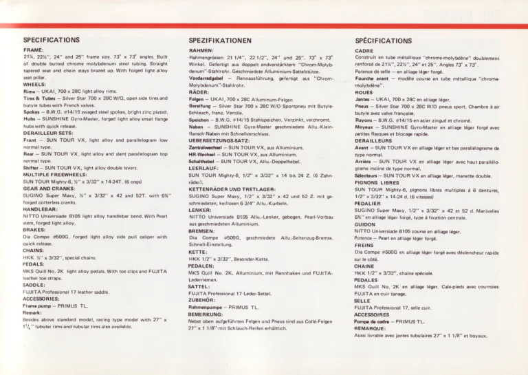 Fuji c.1978 International Catalog — Nine Models from the Professional to the OA-10, in English, German and French — page 13 of 20