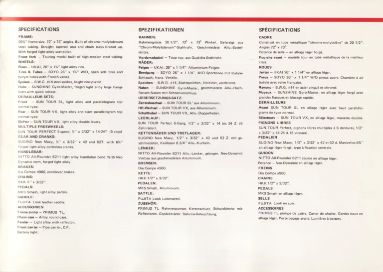Fuji c.1978 International Catalog — Nine Models from the Professional to the OA-10, in English, German and French — page 19 of 20