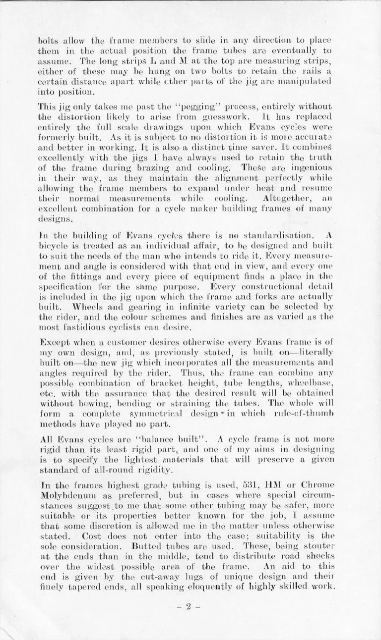 F. W. Evans Catalog (Undated, 1935 or Later) — The Cycle Engineer: Made-to-Measure Racing and Touring Cycles, Tandems, Frames and Wheels — page 4 of 26