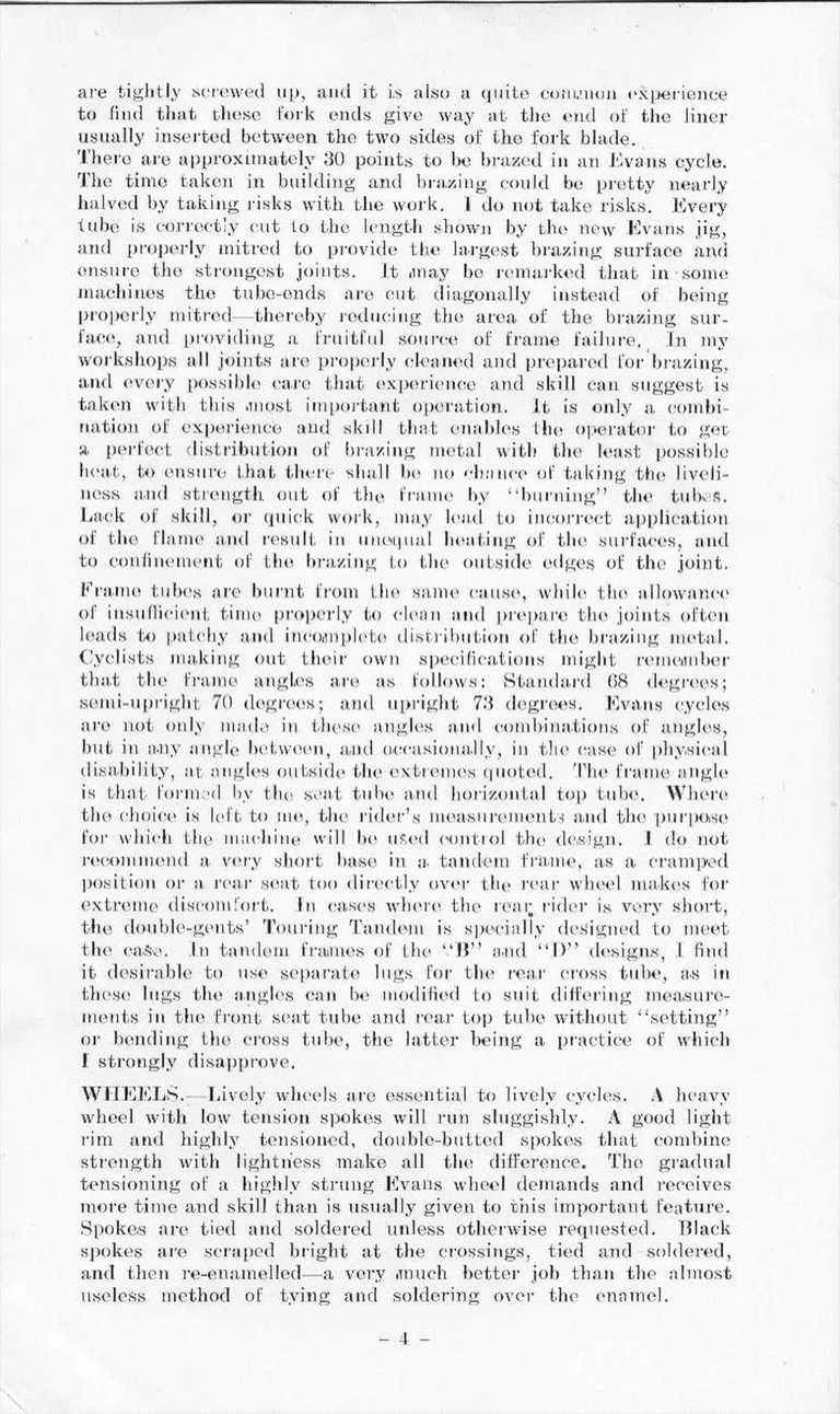 F. W. Evans Catalog (Undated, 1935 or Later) — The Cycle Engineer: Made-to-Measure Racing and Touring Cycles, Tandems, Frames and Wheels — page 6 of 26