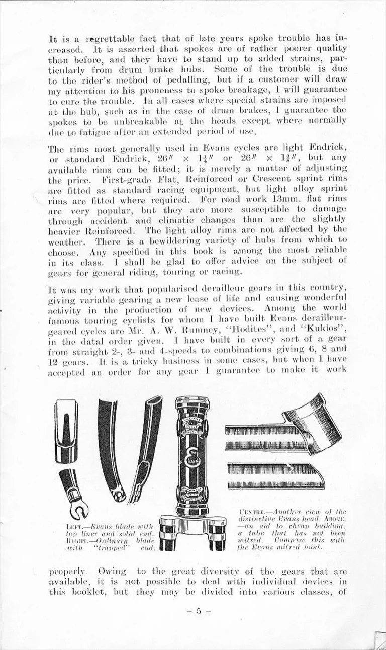 F. W. Evans Catalog (Undated, 1935 or Later) — The Cycle Engineer: Made-to-Measure Racing and Touring Cycles, Tandems, Frames and Wheels — page 7 of 26