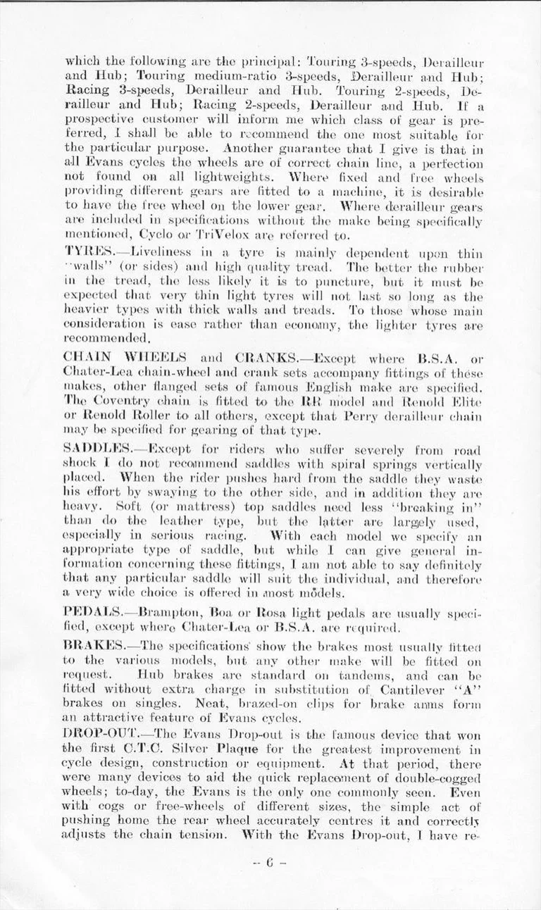 F. W. Evans Catalog (Undated, 1935 or Later) — The Cycle Engineer: Made-to-Measure Racing and Touring Cycles, Tandems, Frames and Wheels — page 8 of 26