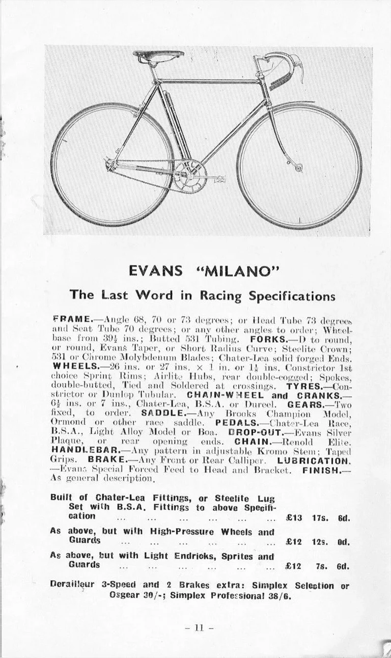 F. W. Evans Catalog (Undated, 1935 or Later) — The Cycle Engineer: Made-to-Measure Racing and Touring Cycles, Tandems, Frames and Wheels — page 13 of 26