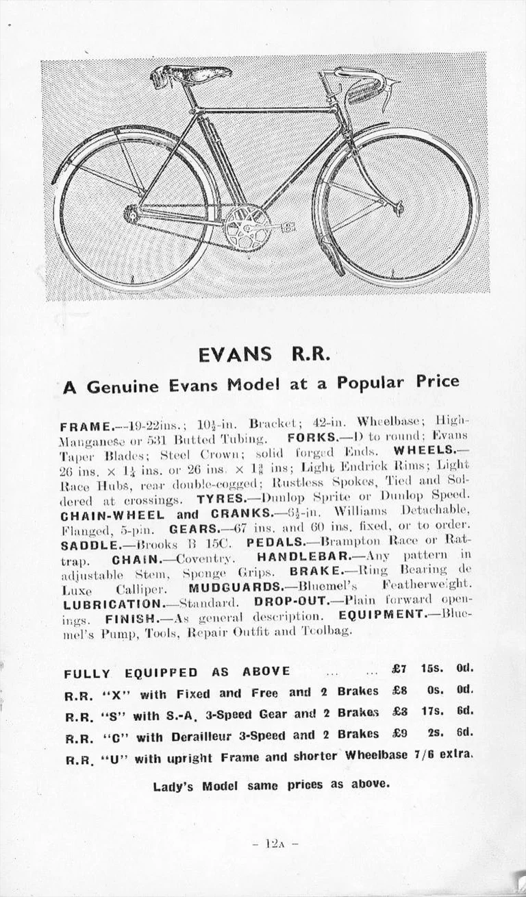 F. W. Evans Catalog (Undated, 1935 or Later) — The Cycle Engineer: Made-to-Measure Racing and Touring Cycles, Tandems, Frames and Wheels — page 15 of 26