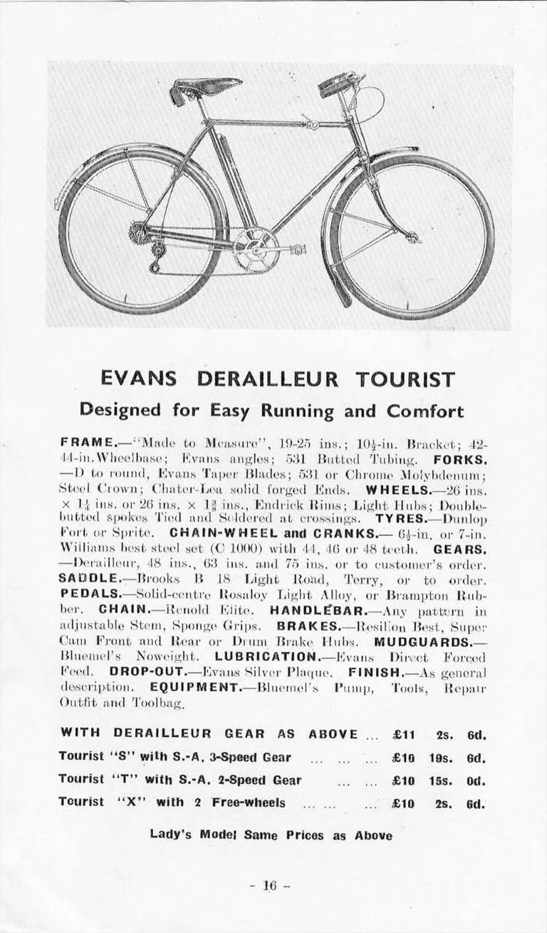 F. W. Evans Catalog (Undated, 1935 or Later) — The Cycle Engineer: Made-to-Measure Racing and Touring Cycles, Tandems, Frames and Wheels — page 18 of 26