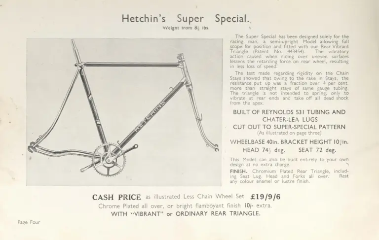 Hetchins Catalog — Super Special, Six Day, Massed Start and Toni Merkens Models, Prices Including Purchase Tax — page 6 of 16