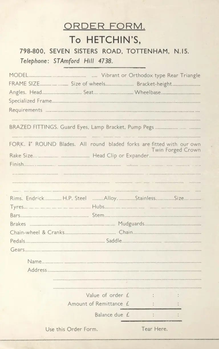 Hetchins Catalog — Super Special, Six Day, Massed Start and Toni Merkens Models, Prices Including Purchase Tax — page 14 of 16
