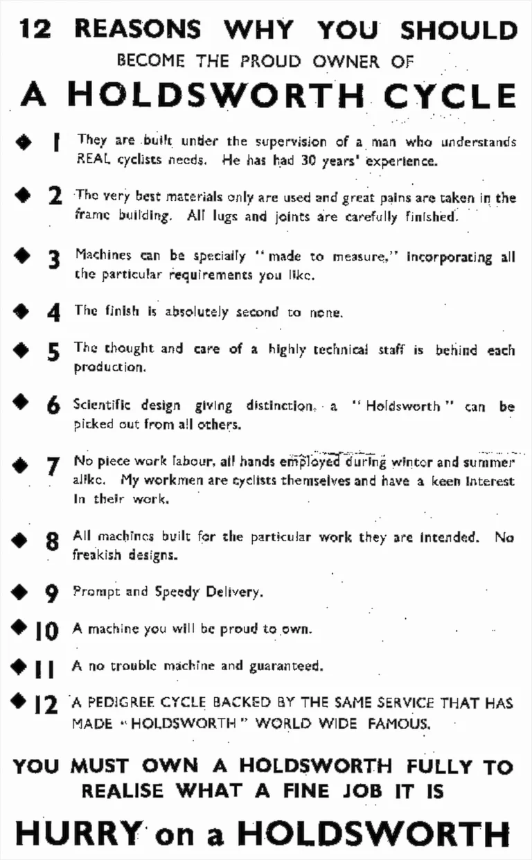 Holdsworth 1934 Catalog — Cyclone, Hurricane, Mistral, Sirocco, Stelvio, Typhoon and Zephyr, with the Tandems, Frames and Gear Table — page 4 of 17