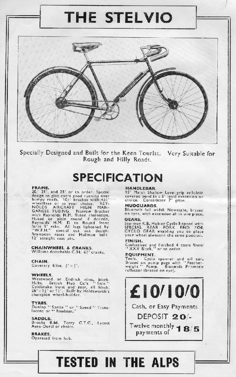 Holdsworth 1934 Catalog — Cyclone, Hurricane, Mistral, Sirocco, Stelvio, Typhoon and Zephyr, with the Tandems, Frames and Gear Table — page 9 of 17