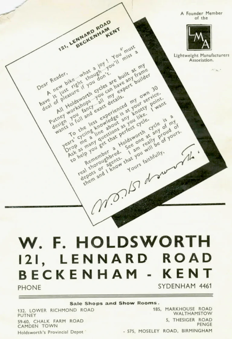 Holdsworth 1936 Catalog — The Shawbury, Upright Typhoon, Tornado, Curlew, Stelvio Tourer, Cyclone and Olympic, with the Tandems and Hiduminium Weight Savers — page 2 of 18