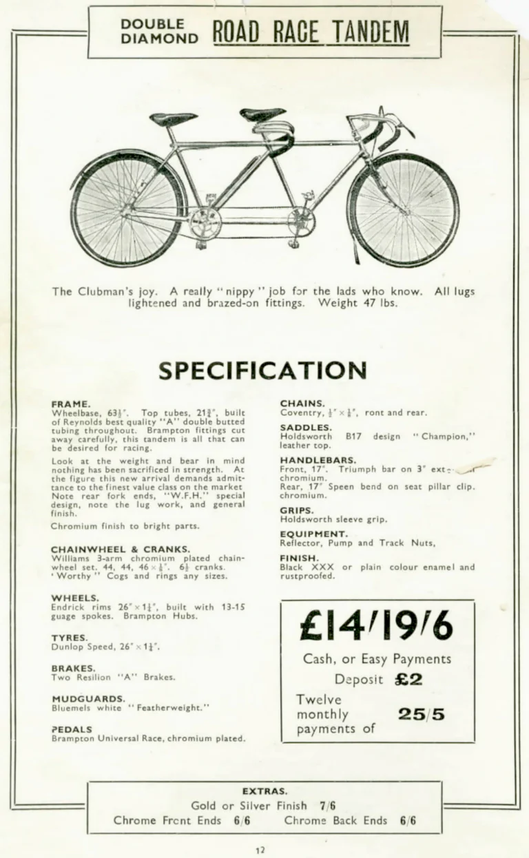 Holdsworth 1936 Catalog — The Shawbury, Upright Typhoon, Tornado, Curlew, Stelvio Tourer, Cyclone and Olympic, with the Tandems and Hiduminium Weight Savers — page 13 of 18