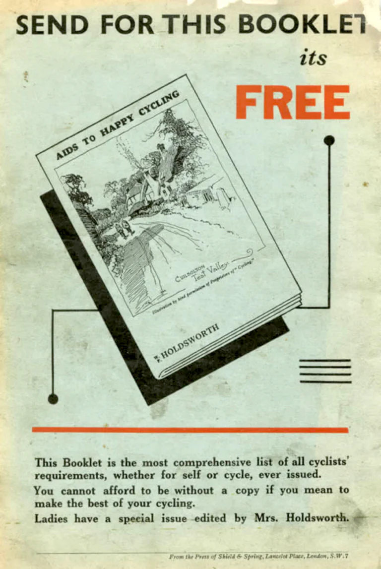 Holdsworth 1936 Catalog — The Shawbury, Upright Typhoon, Tornado, Curlew, Stelvio Tourer, Cyclone and Olympic, with the Tandems and Hiduminium Weight Savers — page 18 of 18