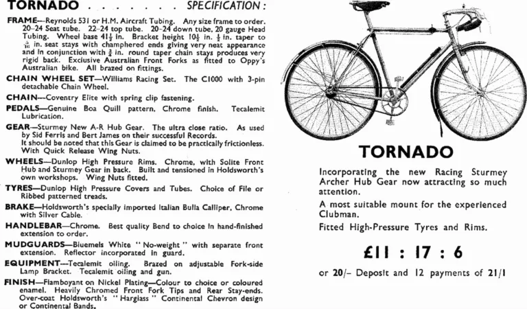 Holdsworth 1938 Catalog — The Password to Progress: La Variable, La Quelda, Olympic, Roi de Velo, Tornado and the Tandems, on One Folded Sheet — page 3 of 12