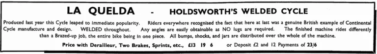 Holdsworth 1938 Catalog — The Password to Progress: La Variable, La Quelda, Olympic, Roi de Velo, Tornado and the Tandems, on One Folded Sheet — page 10 of 12