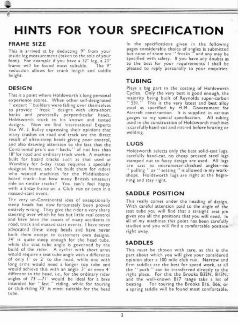 Holdsworth 1939 Catalog — Cycles and Tandems for 1939: La Quelda Club, Modele Milanais, L'Internationale, Super Rapide, Roi-de-Velo and Empire Champion Path — page 4 of 26