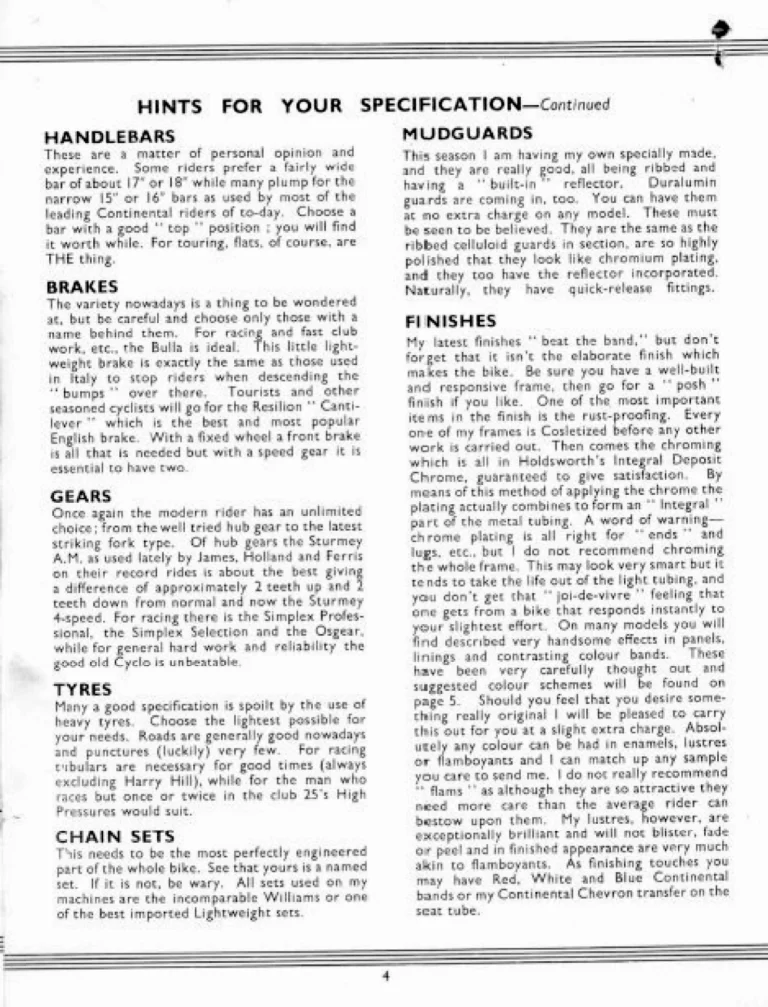 Holdsworth 1939 Catalog — Cycles and Tandems for 1939: La Quelda Club, Modele Milanais, L'Internationale, Super Rapide, Roi-de-Velo and Empire Champion Path — page 5 of 26