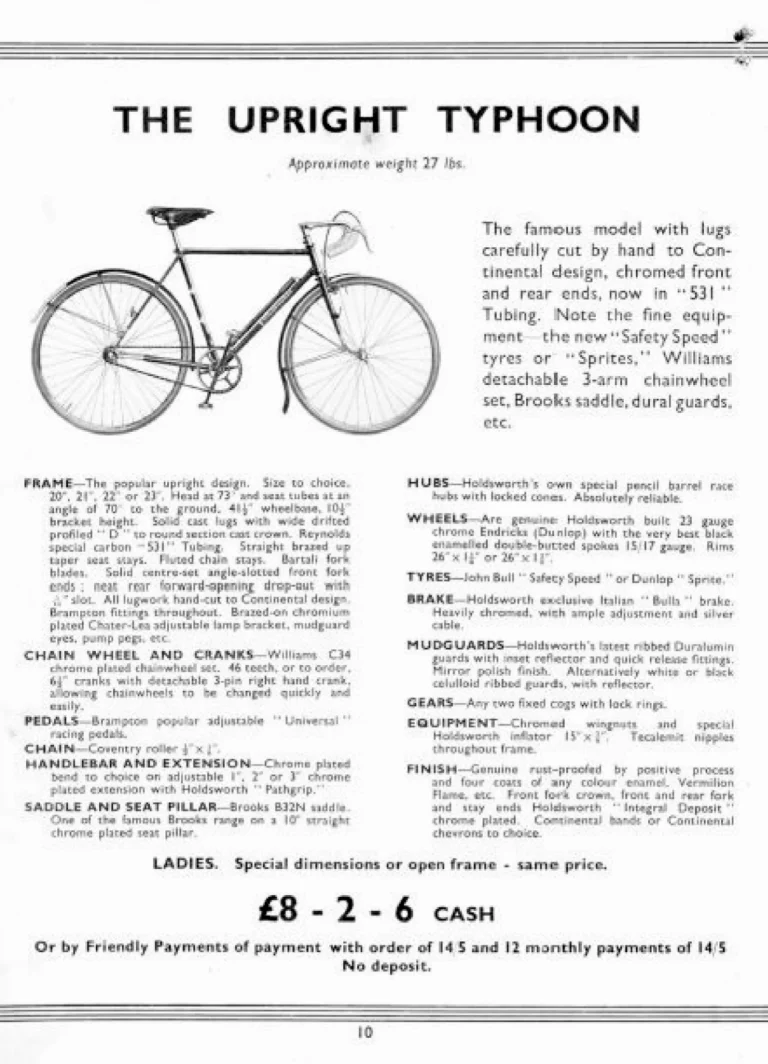 Holdsworth 1939 Catalog — Cycles and Tandems for 1939: La Quelda Club, Modele Milanais, L'Internationale, Super Rapide, Roi-de-Velo and Empire Champion Path — page 11 of 26