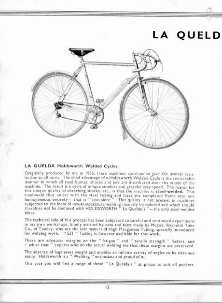 Holdsworth 1939 Catalog — Cycles and Tandems for 1939: La Quelda Club, Modele Milanais, L'Internationale, Super Rapide, Roi-de-Velo and Empire Champion Path — page 13 of 26