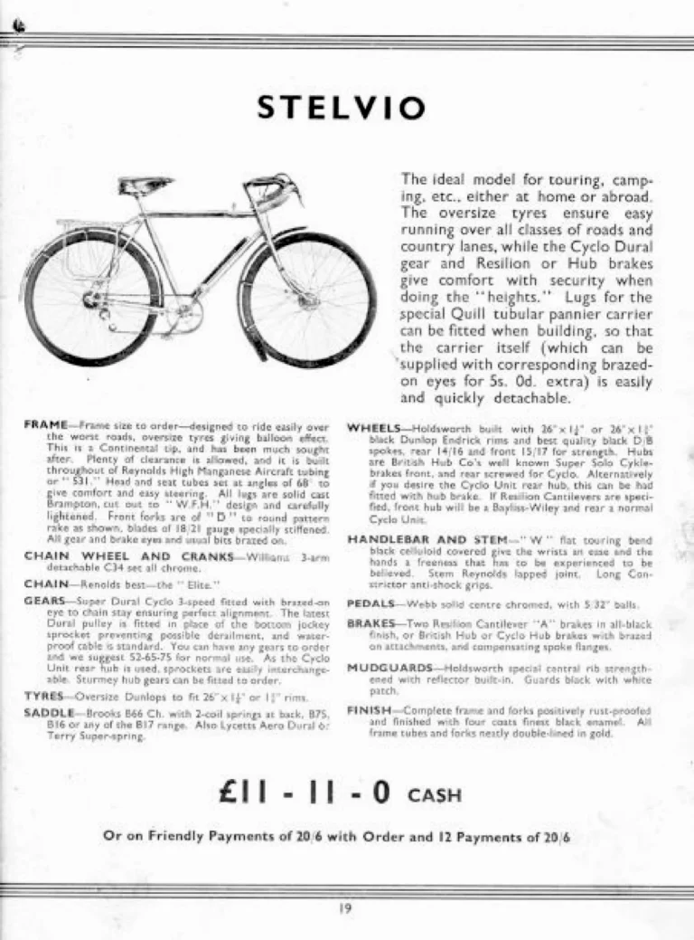 Holdsworth 1939 Catalog — Cycles and Tandems for 1939: La Quelda Club, Modele Milanais, L'Internationale, Super Rapide, Roi-de-Velo and Empire Champion Path — page 20 of 26
