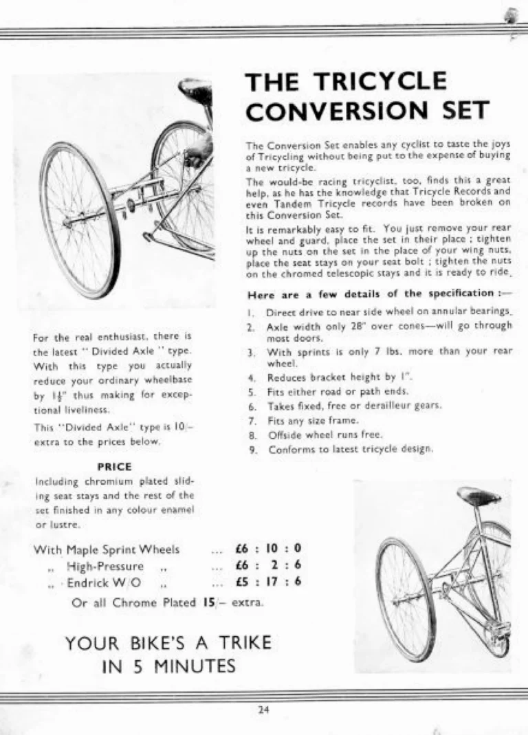 Holdsworth 1939 Catalog — Cycles and Tandems for 1939: La Quelda Club, Modele Milanais, L'Internationale, Super Rapide, Roi-de-Velo and Empire Champion Path — page 25 of 26