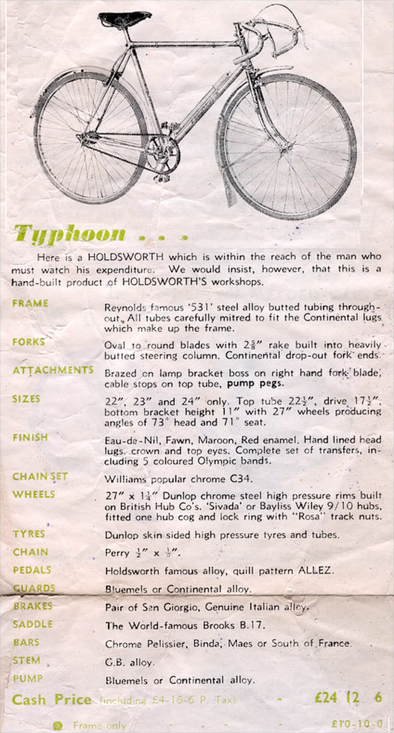 Holdsworth 1951 Catalog — La Quelda, La Variable, the Cyclone Frames, Sirocco, Tornado, Typhoon and the Tricycle Conversion Set — page 11 of 11