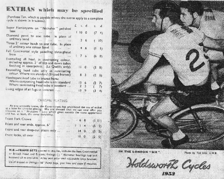 Holdsworth 1953 Catalog — Cyclone, La Quelda, Hurricane, Tornado, Typhoon, Whirlwind, Zephyr and Roi de Velo — page 1 of 11