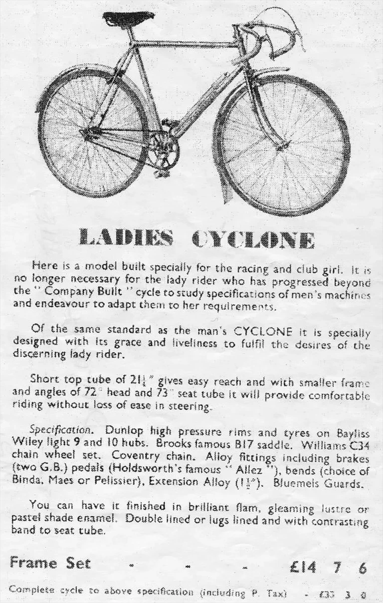 Holdsworth 1953 Catalog — Cyclone, La Quelda, Hurricane, Tornado, Typhoon, Whirlwind, Zephyr and Roi de Velo — page 3 of 11
