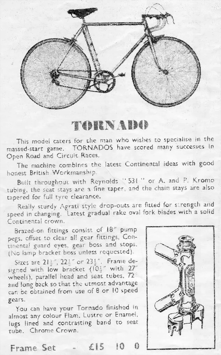 Holdsworth 1953 Catalog — Cyclone, La Quelda, Hurricane, Tornado, Typhoon, Whirlwind, Zephyr and Roi de Velo — page 6 of 11