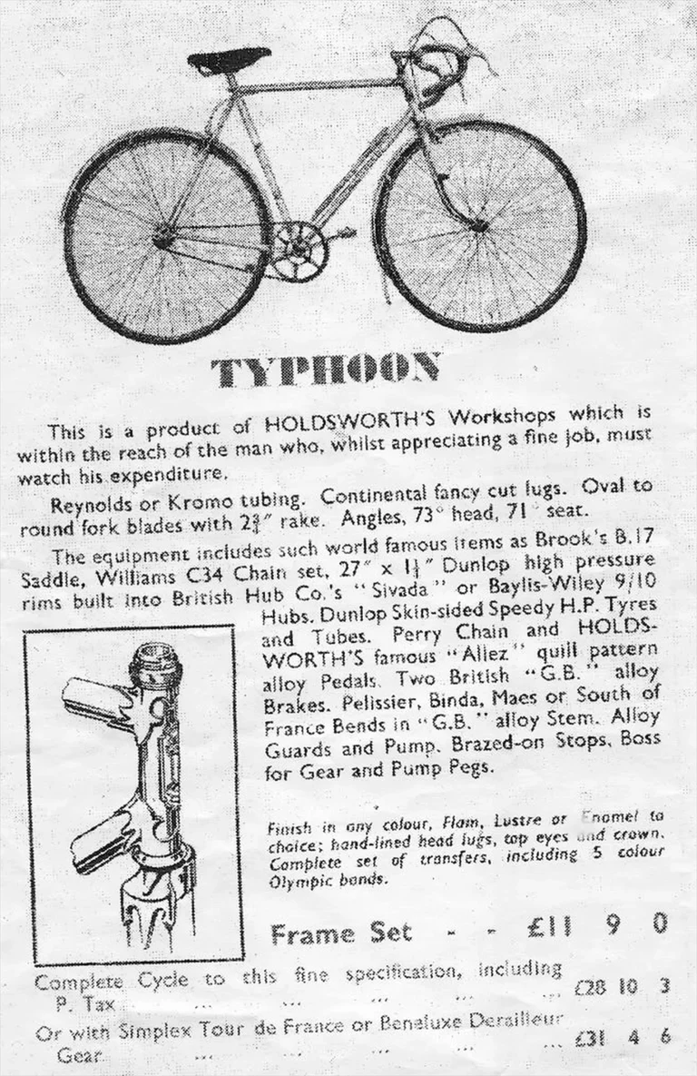 Holdsworth 1953 Catalog — Cyclone, La Quelda, Hurricane, Tornado, Typhoon, Whirlwind, Zephyr and Roi de Velo — page 8 of 11