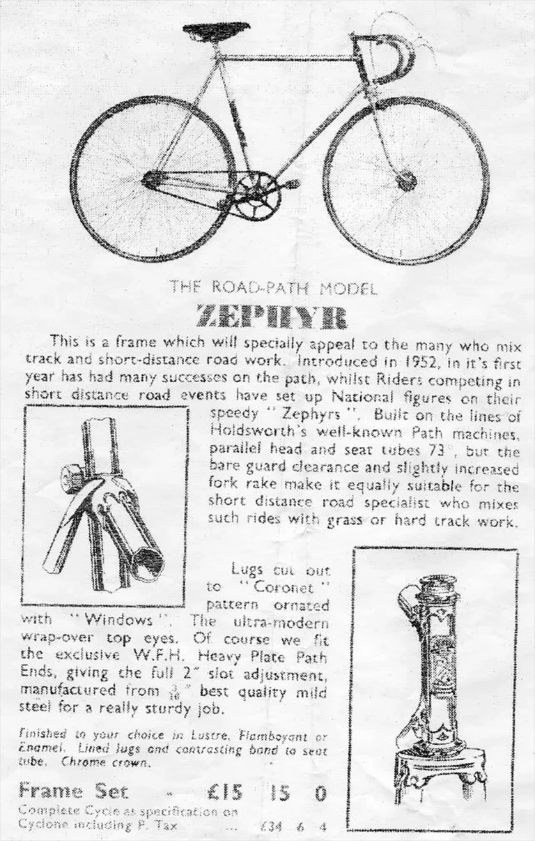 Holdsworth 1953 Catalog — Cyclone, La Quelda, Hurricane, Tornado, Typhoon, Whirlwind, Zephyr and Roi de Velo — page 10 of 11
