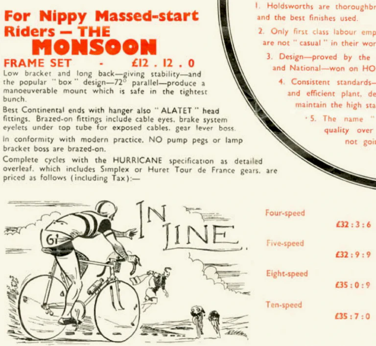 Holdsworth 1957 Catalog — The Mark of Quality: the Typhoon, Cyclone, Monsoon, Zephyr, Hurricane and Whirlwind, with Five Reasons to Select a Holdsworth — page 5 of 10