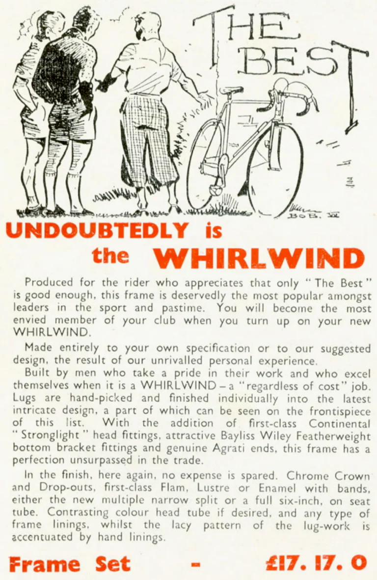 Holdsworth 1958 Catalog — The Mark of Quality: the Typhoon, Cyclone, Monsoon, Zephyr, Hurricane, Whirlwind and the Tricycle Conversion Set — page 8 of 11