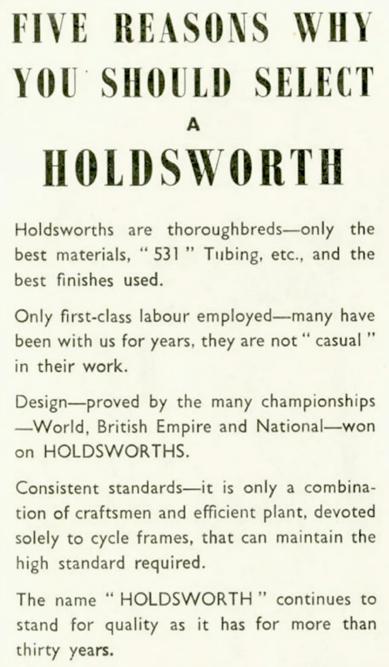 Holdsworth 1960 Catalog — The Mark of Quality: the Cyclone, Zephyr, Hurricane and Monsoon, the Tricycle Conversion Set and Extra Items to Standard — page 2 of 9