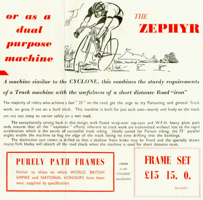 Holdsworth 1960 Catalog — The Mark of Quality: the Cyclone, Zephyr, Hurricane and Monsoon, the Tricycle Conversion Set and Extra Items to Standard — page 4 of 9