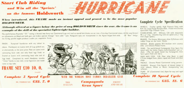 Holdsworth 1960 Catalog — The Mark of Quality: the Cyclone, Zephyr, Hurricane and Monsoon, the Tricycle Conversion Set and Extra Items to Standard — page 5 of 9