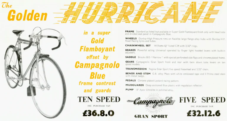 Holdsworth 1964 Catalog — Lightweight Frames and Cycles, Handbuilt by Craftsmen: the Golden Hurricane, Mistral, Monsoon and the Trike Conversion Set — page 2 of 7