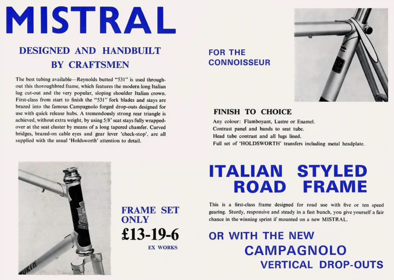 Holdsworth 1966 Catalog — The Record Equipped Cyclone, the Mistral for the Connoisseur and the Clubman's Typhoon — page 3 of 5