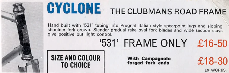 Holdsworth 1971 Catalog — Cycles and Frames: the Cyclone, Equipe, Mistral, Super Mistral, Fastback, Record and the Professional Team Models — page 2 of 9
