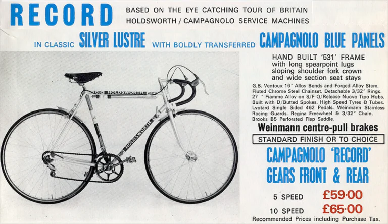 Holdsworth 1971 Catalog — Cycles and Frames: the Cyclone, Equipe, Mistral, Super Mistral, Fastback, Record and the Professional Team Models — page 7 of 9