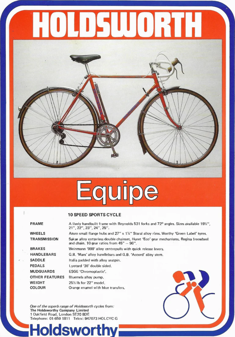 Holdsworth 1980 Sales Leaflet — The Mystique, Equipe, Mistral, Special, Professional SL and Classic, with the Price List of June 1980 — page 2 of 7