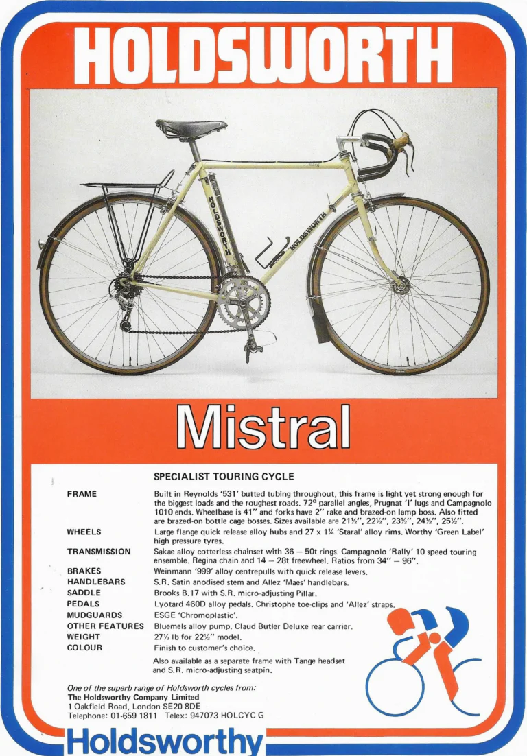 Holdsworth 1980 Sales Leaflet — The Mystique, Equipe, Mistral, Special, Professional SL and Classic, with the Price List of June 1980 — page 3 of 7