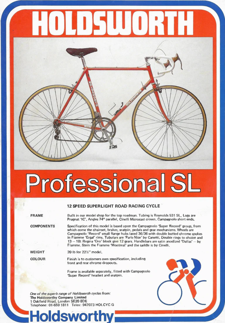 Holdsworth 1980 Sales Leaflet — The Mystique, Equipe, Mistral, Special, Professional SL and Classic, with the Price List of June 1980 — page 5 of 7