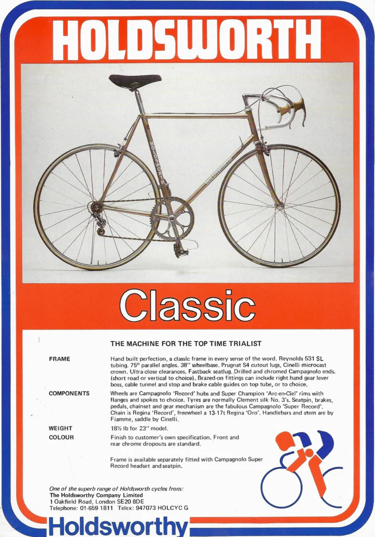Holdsworth 1980 Sales Leaflet — The Mystique, Equipe, Mistral, Special, Professional SL and Classic, with the Price List of June 1980 — page 6 of 7
