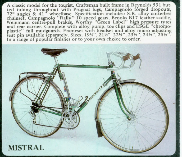 Holdsworth 1981 Catalog — Holdsworthy Fine Bicycles: the Elan, Mistral, Mystique, Special and the Professional Racing Range — page 3 of 7