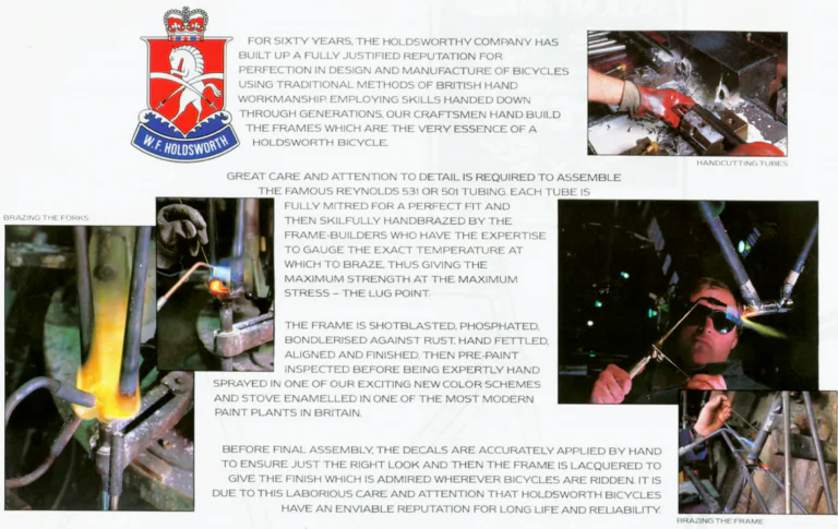Holdsworth 1987 Catalog — Handbuilt English Bicycles: the Quicksilver, Triathalon Classic, Hornet, Blue Streak and Gemini Tandem — page 2 of 12