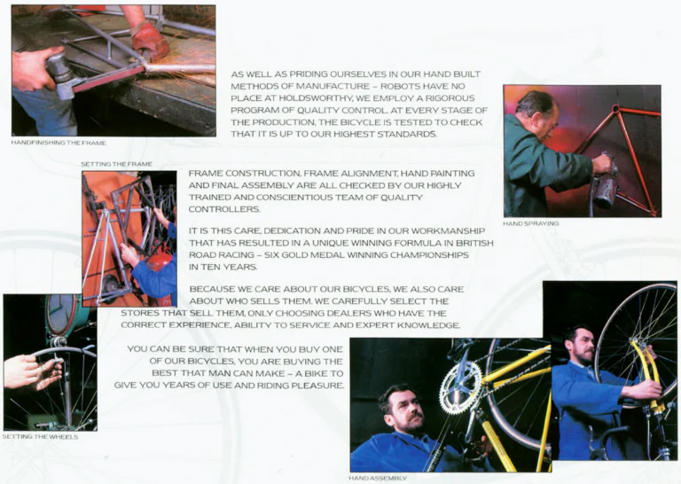 Holdsworth 1987 Catalog — Handbuilt English Bicycles: the Quicksilver, Triathalon Classic, Hornet, Blue Streak and Gemini Tandem — page 3 of 12