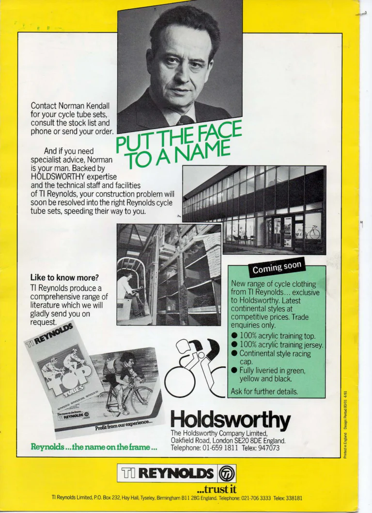 Reynolds 1981 Tube Set Catalog — Holdsworthy's Made to Measure Reynolds 531, 531SL, 753 and New Speedstream Tube Sets, with the Transfers Chart and Agents — page 6 of 8